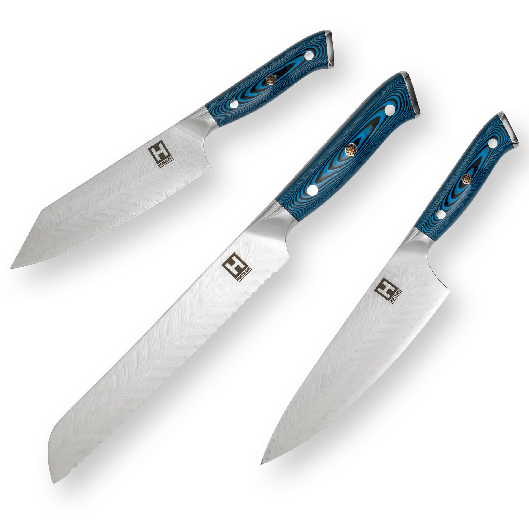 HENSSLERS Damast Messerset - Blue Edition, image size:1800x1800