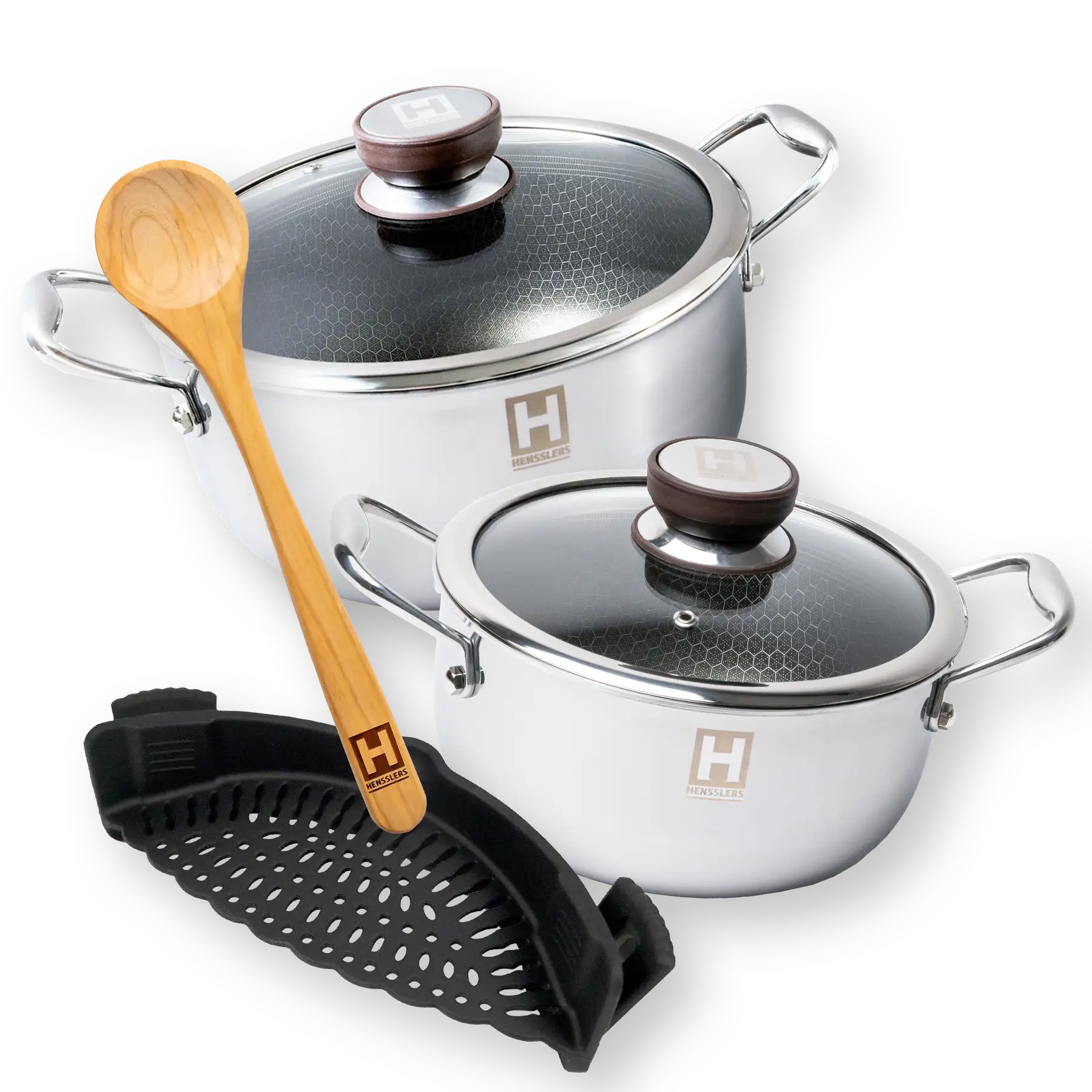 Kochtopf Set » Edelstahl-Töpfe mit Abgießhilfe & Geschenk ✓ – HENSSLERS