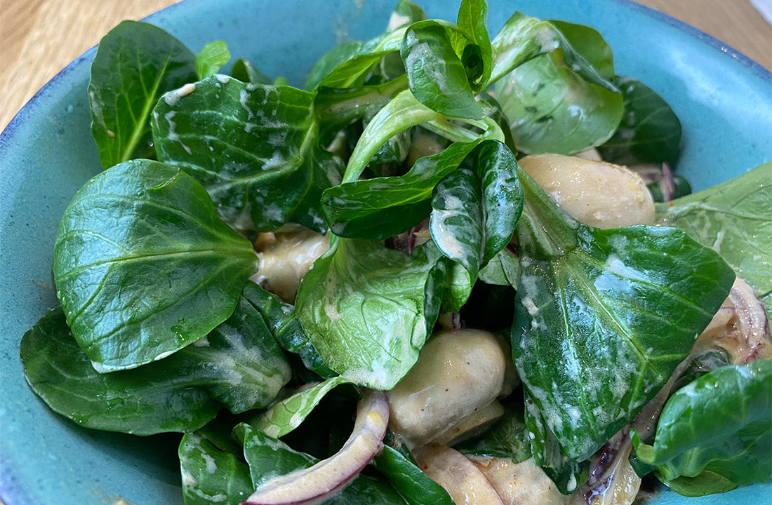 Feldsalat mit Rahmchampignon-Dressing