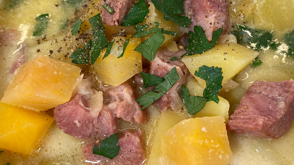 Steckrüben-Eintopf mit Kasseler