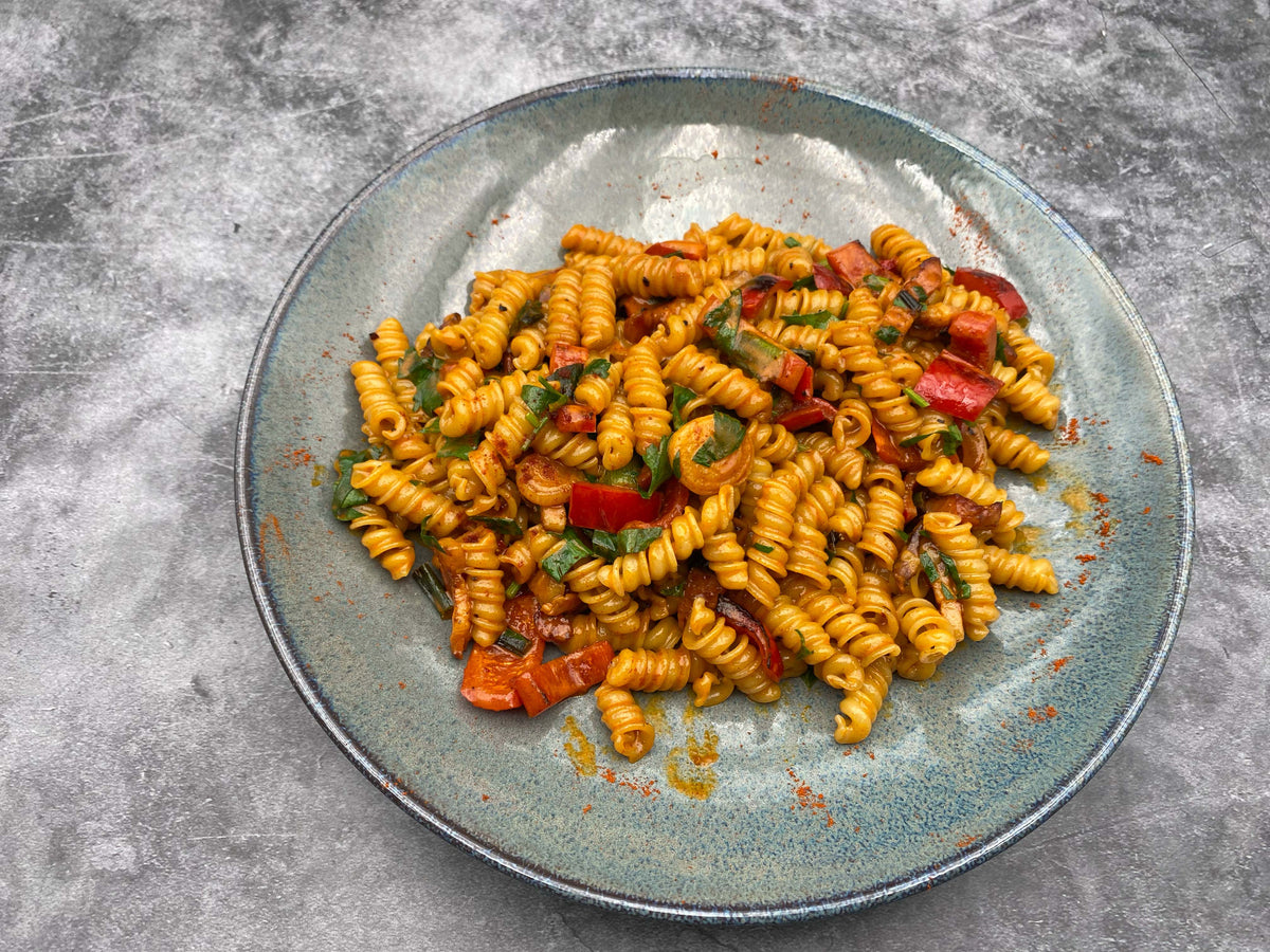 Cremige Pasta mit Rauchpaprika und Speck