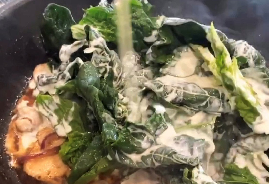 Pasta mit Huhn und Spinat