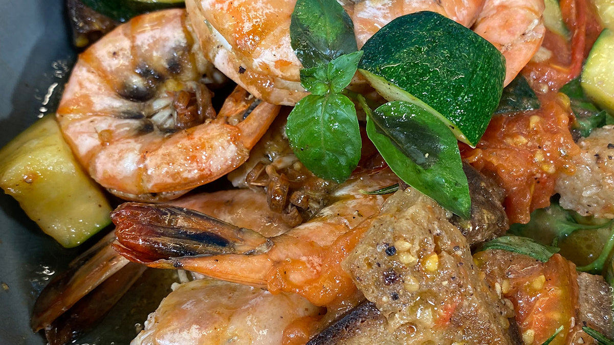 Sommerlich italienische Garnelenpfanne