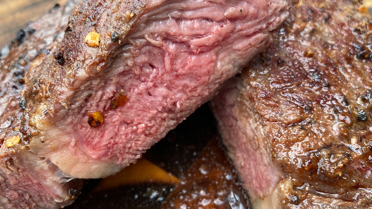 Entrecôte mit Rub "rückwärts gegart"