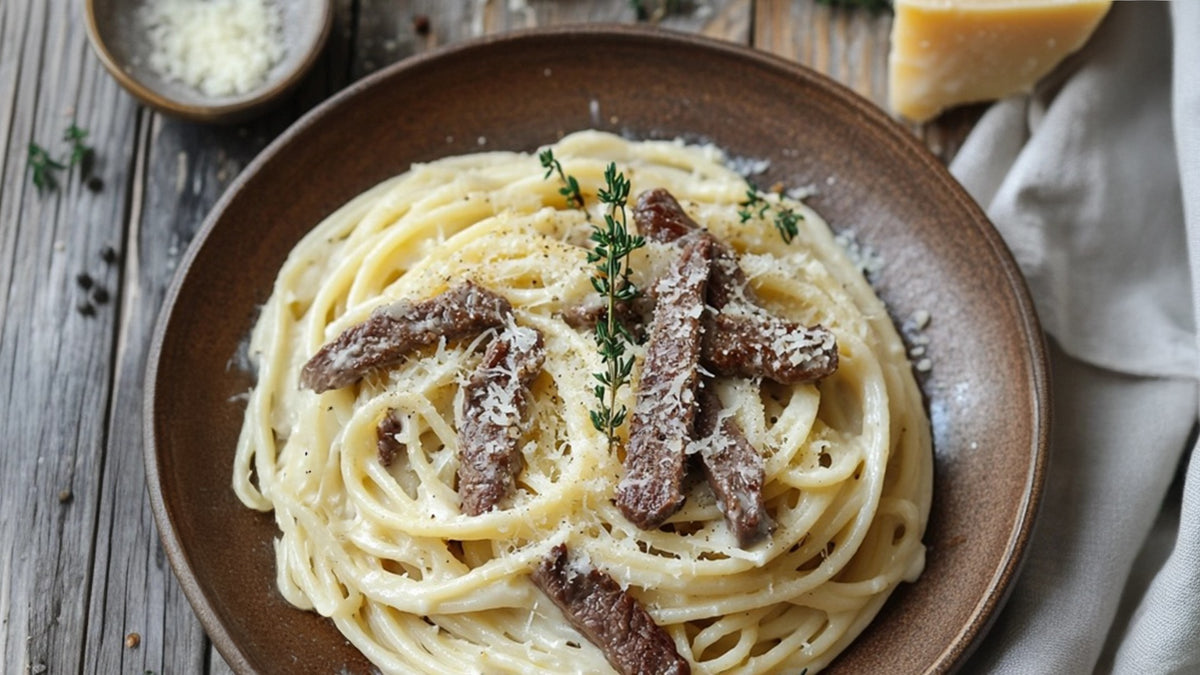 Spaghetti mit Thymian und Rinderfilet