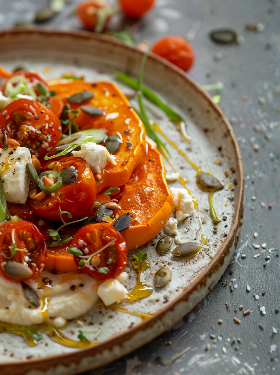 Kürbis aus dem Ofen mit Feta