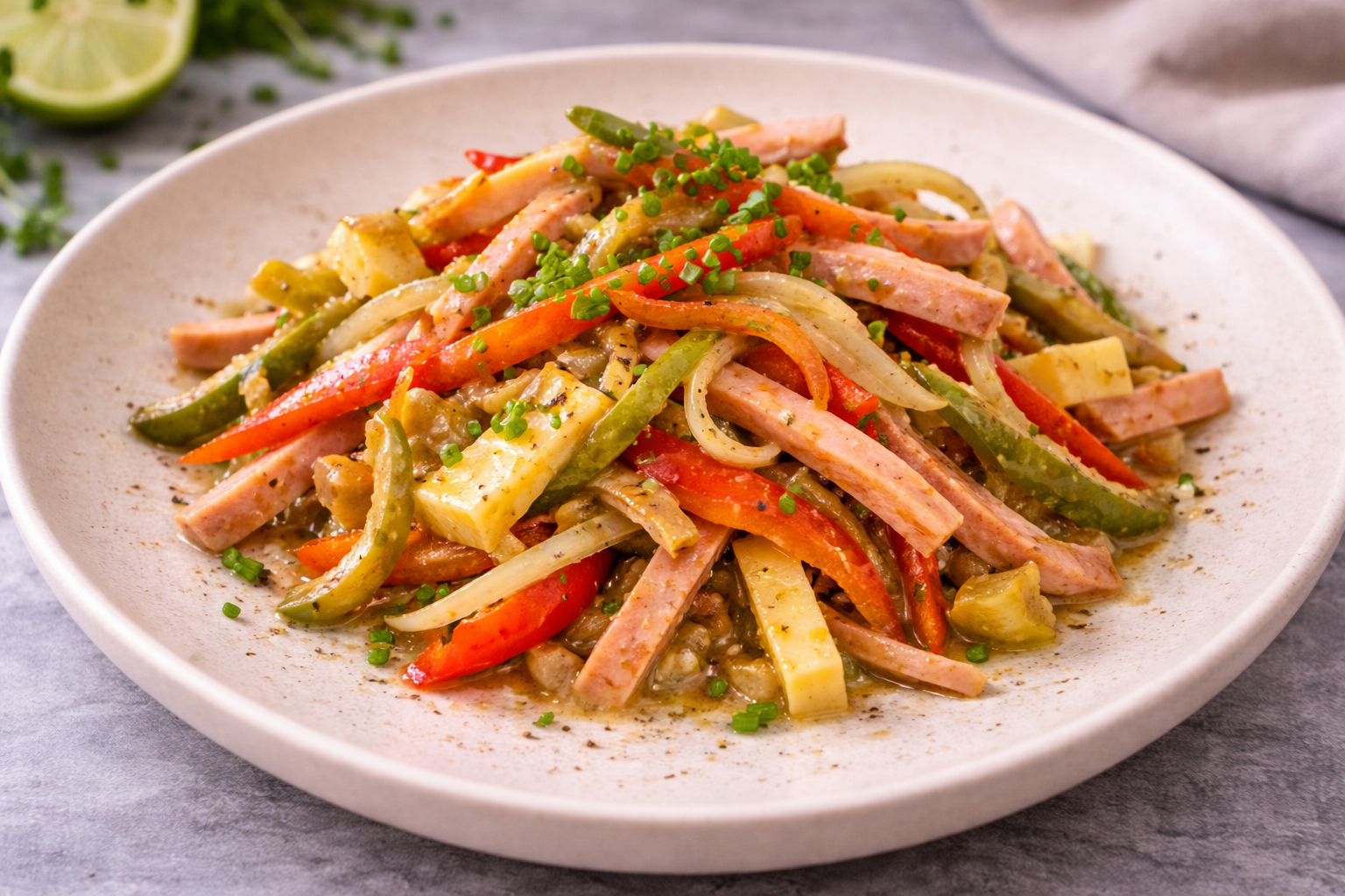 Wurstsalat mit Käse