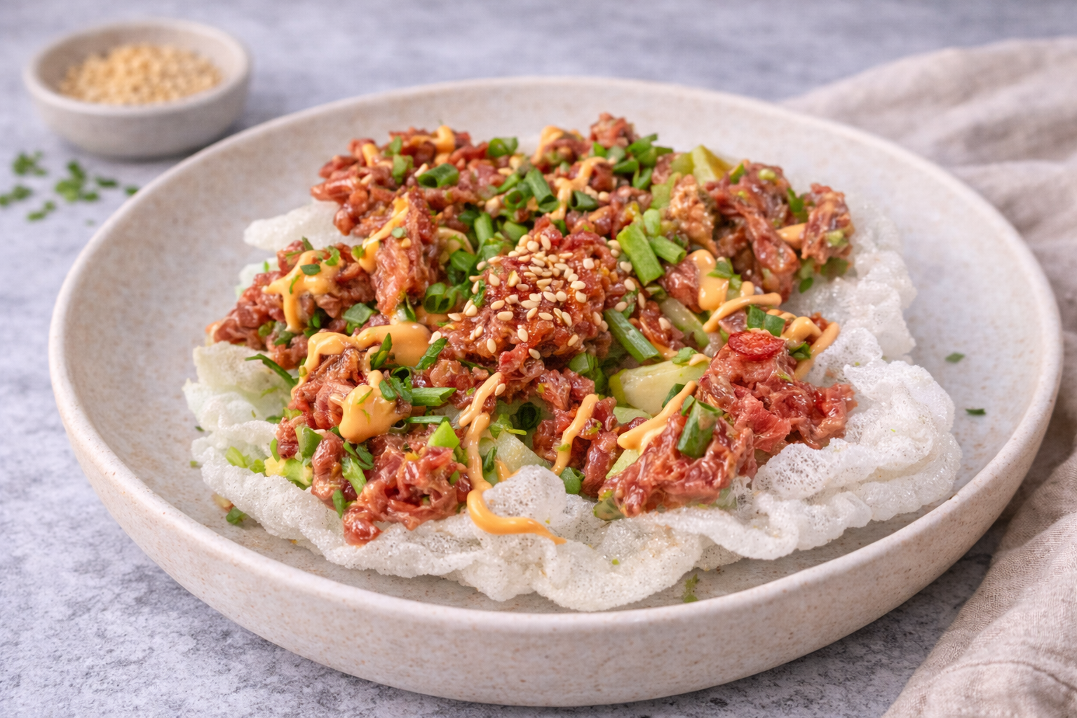 Knuspriges Beef Tatar