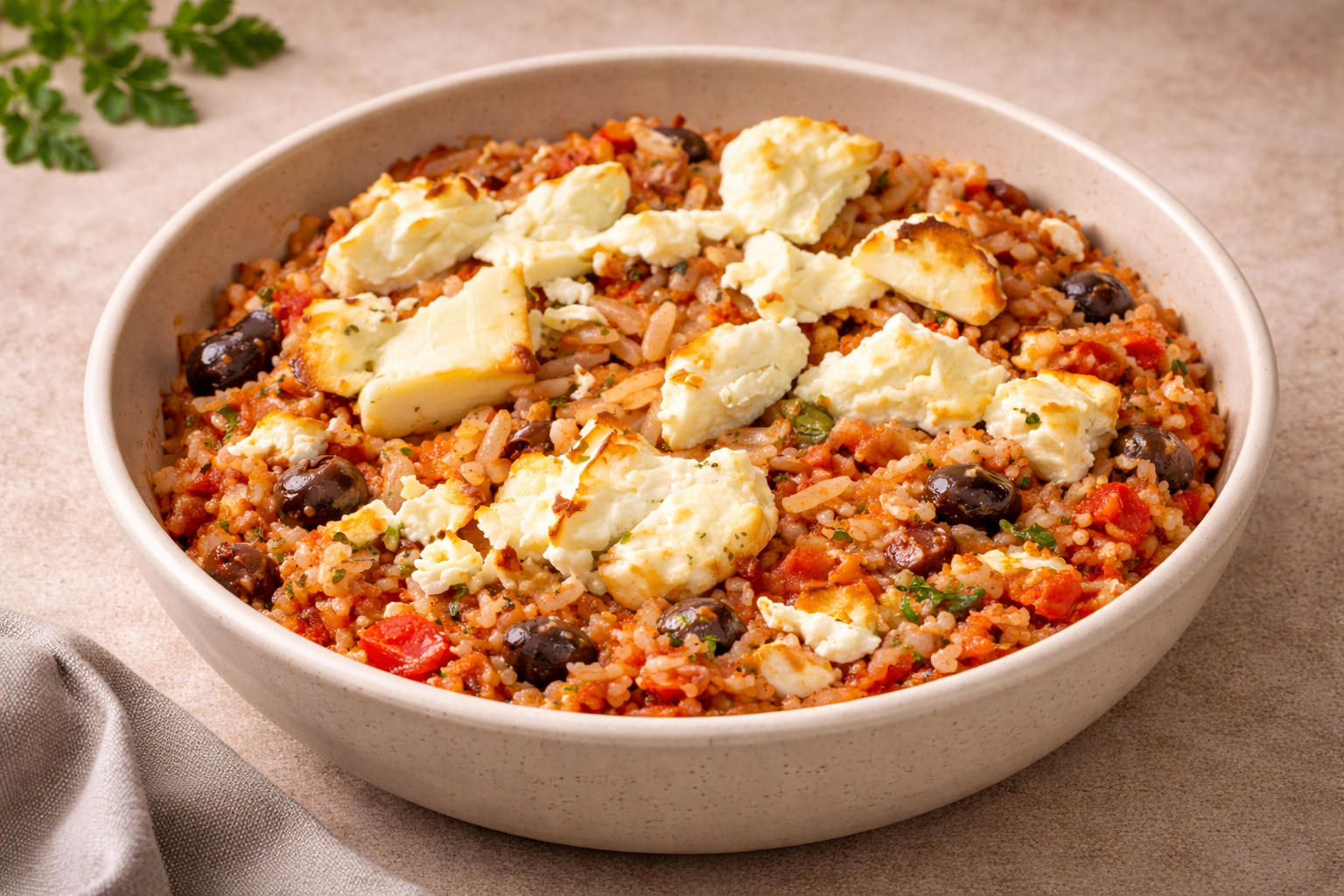 Gebackener Tomatenreis mit Feta