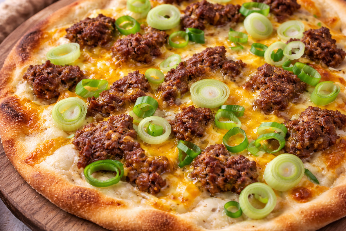 Hack-Flammkuchen mit Zweierlei Käse
