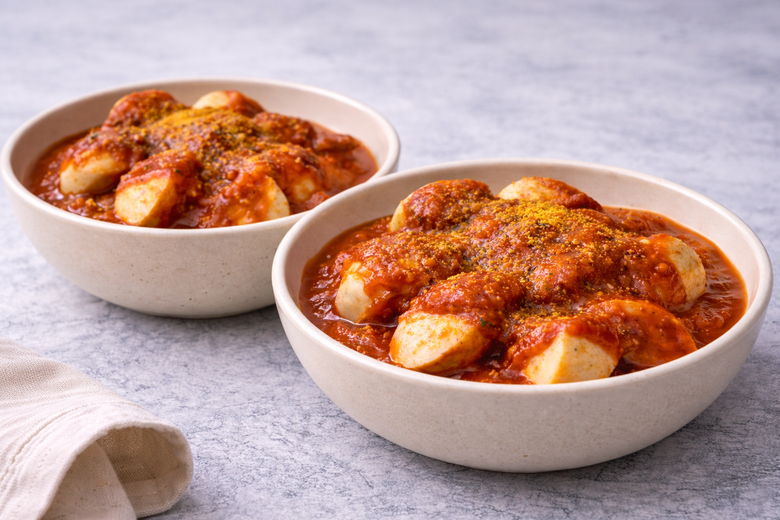 Zwei Currywurst-Saucen
