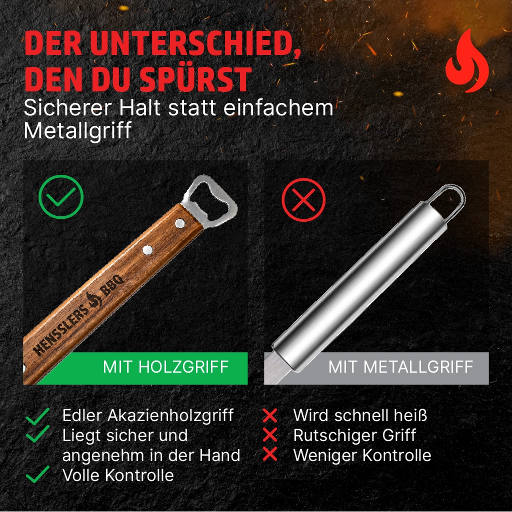 HENSSLERS Grillbesteck 4 Teilig Küchenzubehör Hensslers