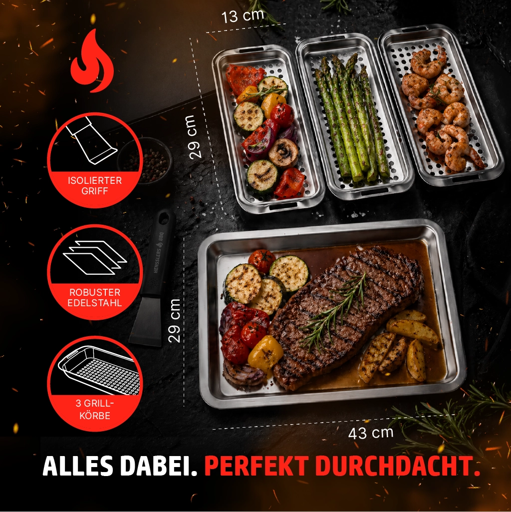 HENSSLERS Grillkorb Set Küchenzubehör HENSSLERS