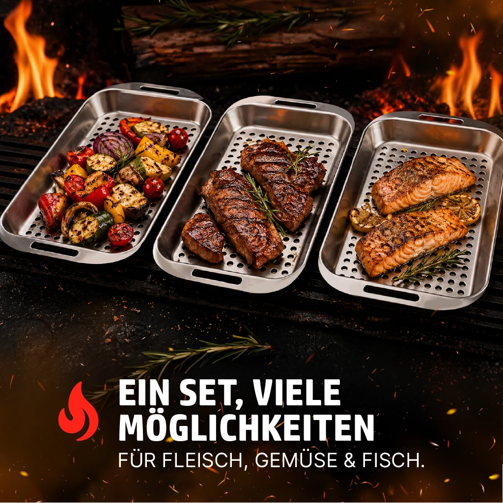 HENSSLERS Grillkorb Set Küchenzubehör HENSSLERS