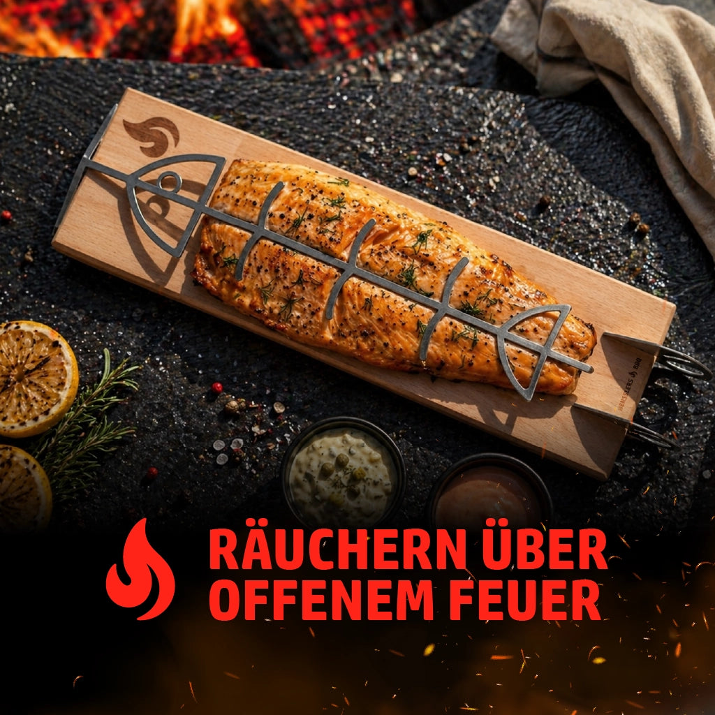 HENSSLERS Flammlachs Räucherbrett Küchenzubehör HENSSLERS