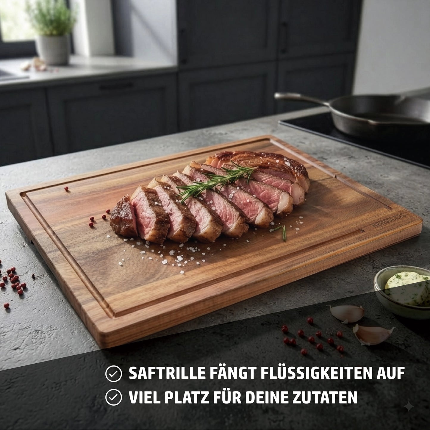 HENSSLERS Scheidebrett Akazienholz 3er Set