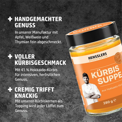 HENSSLERS Kürbissuppe ink. Gratis Kürbiskerne Gewürze HENSSLERS