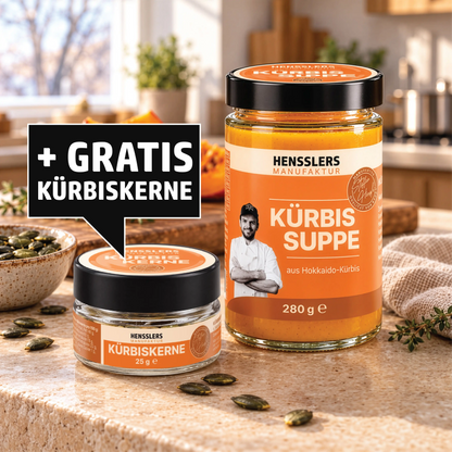 HENSSLERS Kürbissuppe ink. Gratis Kürbiskerne Gewürze HENSSLERS