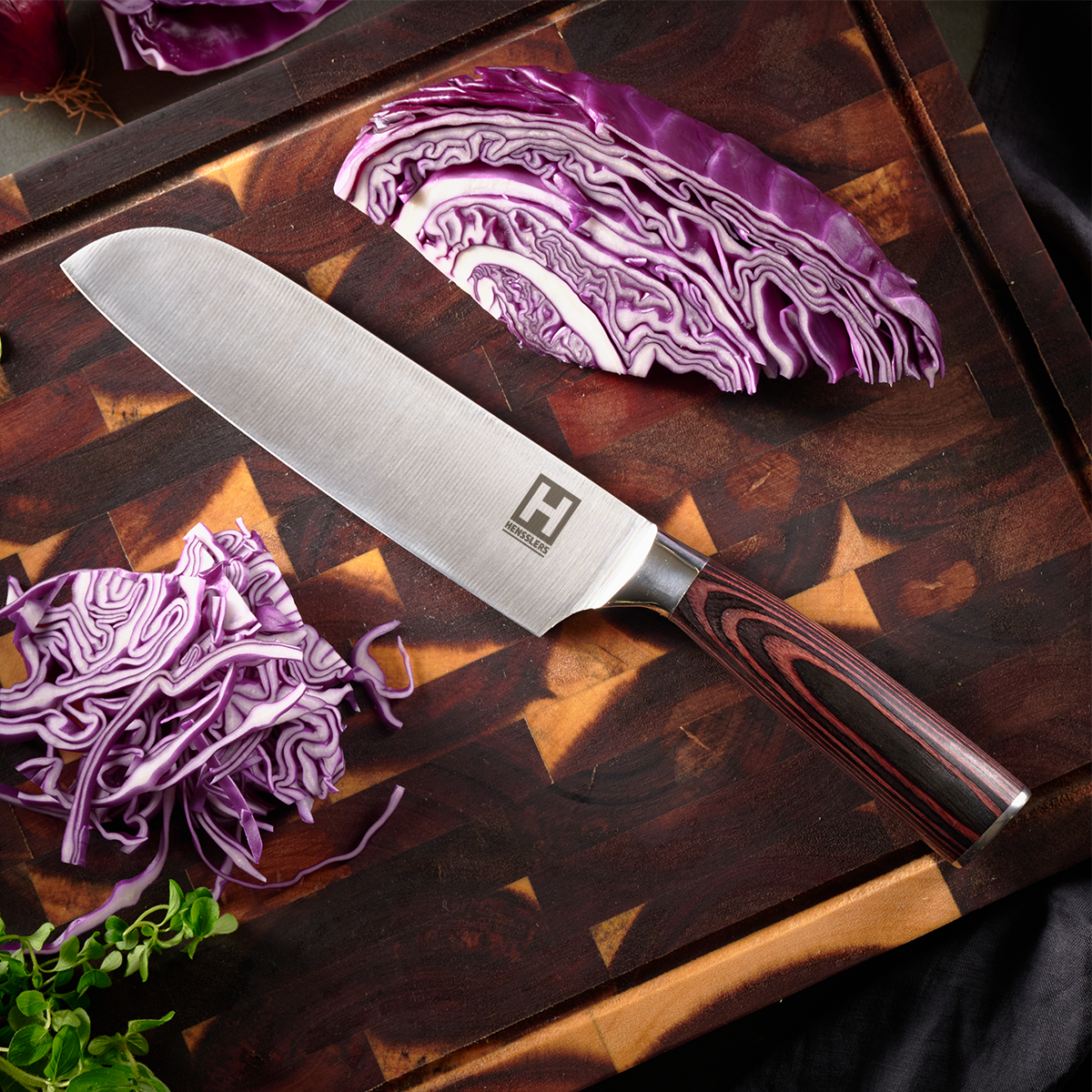 Asia Santoku Küchenmesser – Handgefertigt, 13,8 Cm Klinge Aus 5Cr15MoV-Stahl, Echtholzgriff, In Holzbox