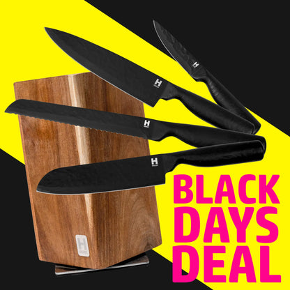 HENSSLERS Black Blade Pro Set mit 360° Messerblock