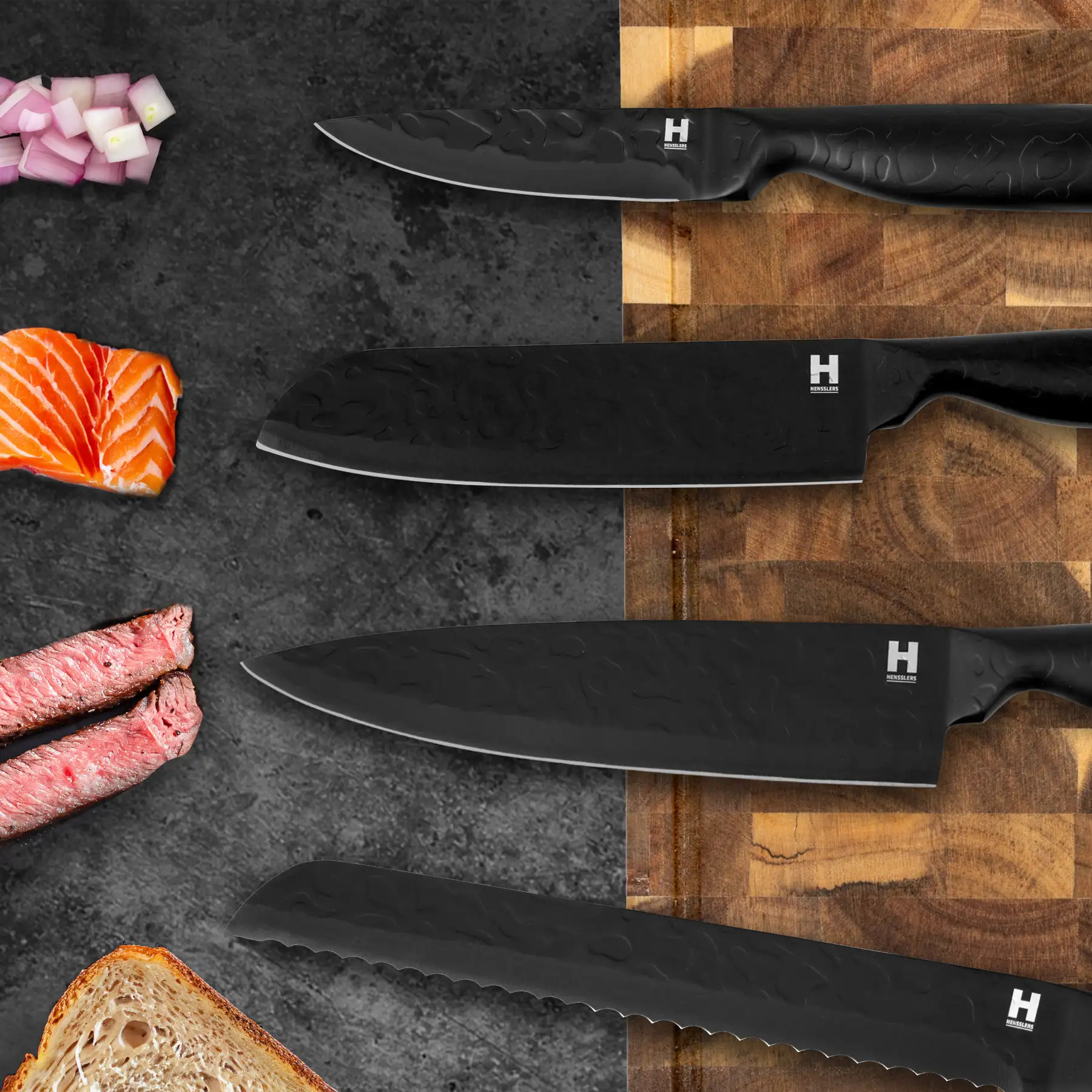 Hensslers Black Blade - Santokumesser Messer Hensslers