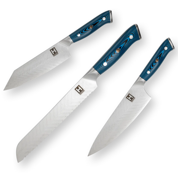 HENSSLERS Damast Messerset - Blue Edition Messer HENSSLERS