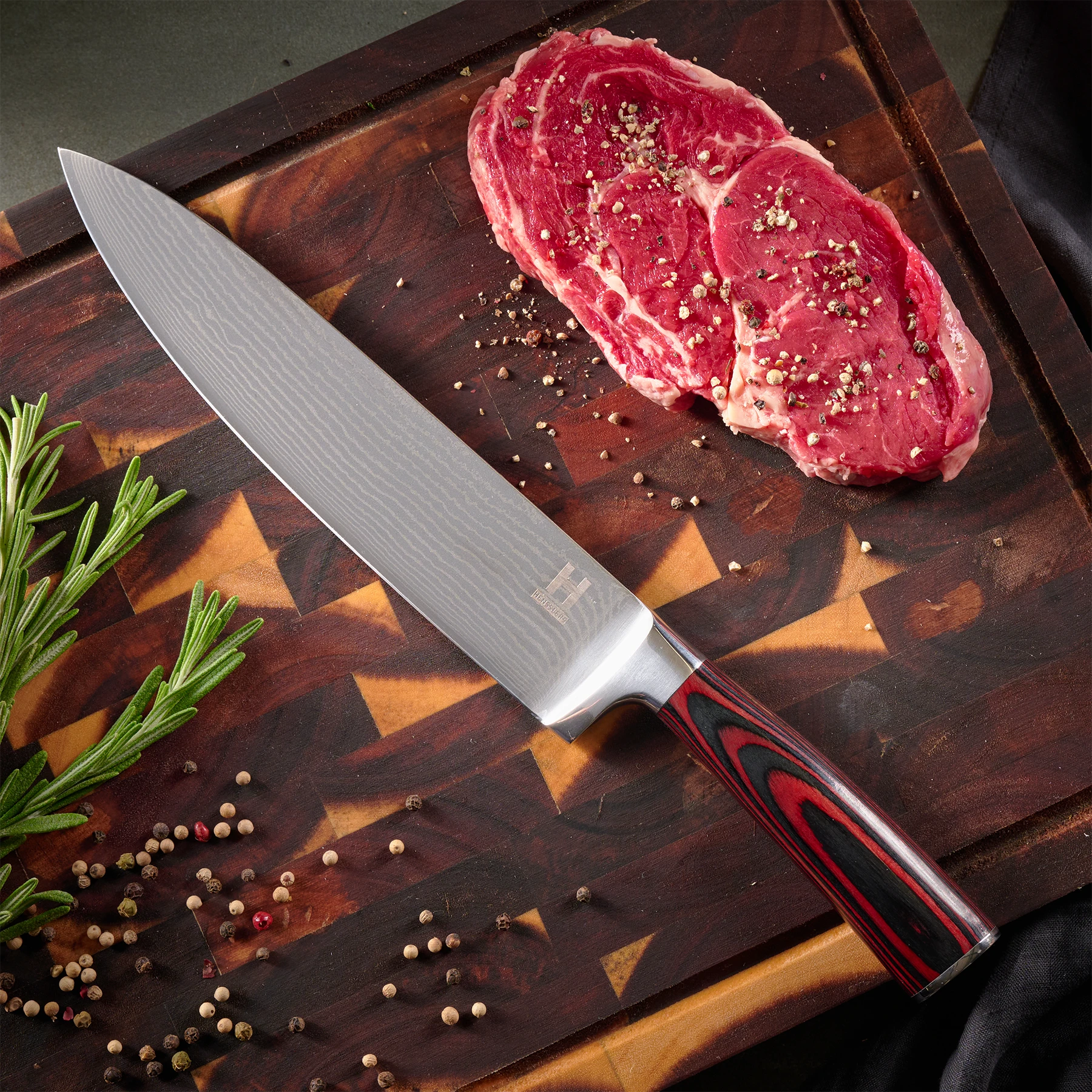 HENSSLERS Damast Kochmesser Messer Hensslers