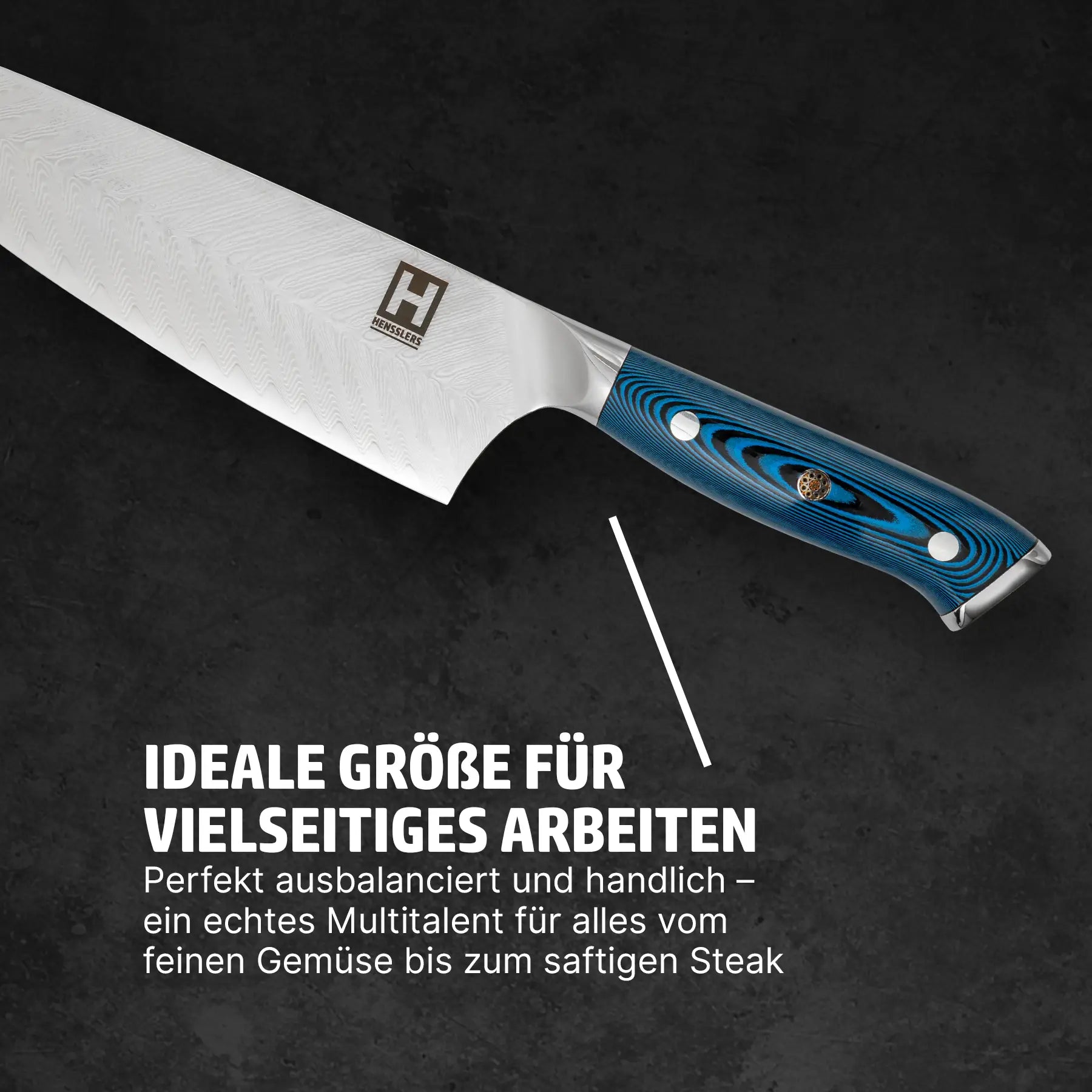 HENSSLERS Damast Kochmesser - Blue Edition Messer Hensslers