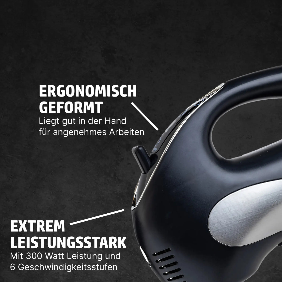 Handmixer schwarz » Variable Geschwindigkeitsregelung ✓ – HENSSLERS