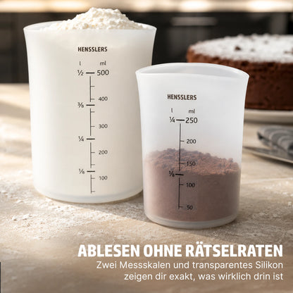 HENSSLERS Silikon Messbecher 3 Teilig Küchenzubehör HENSSLERS
