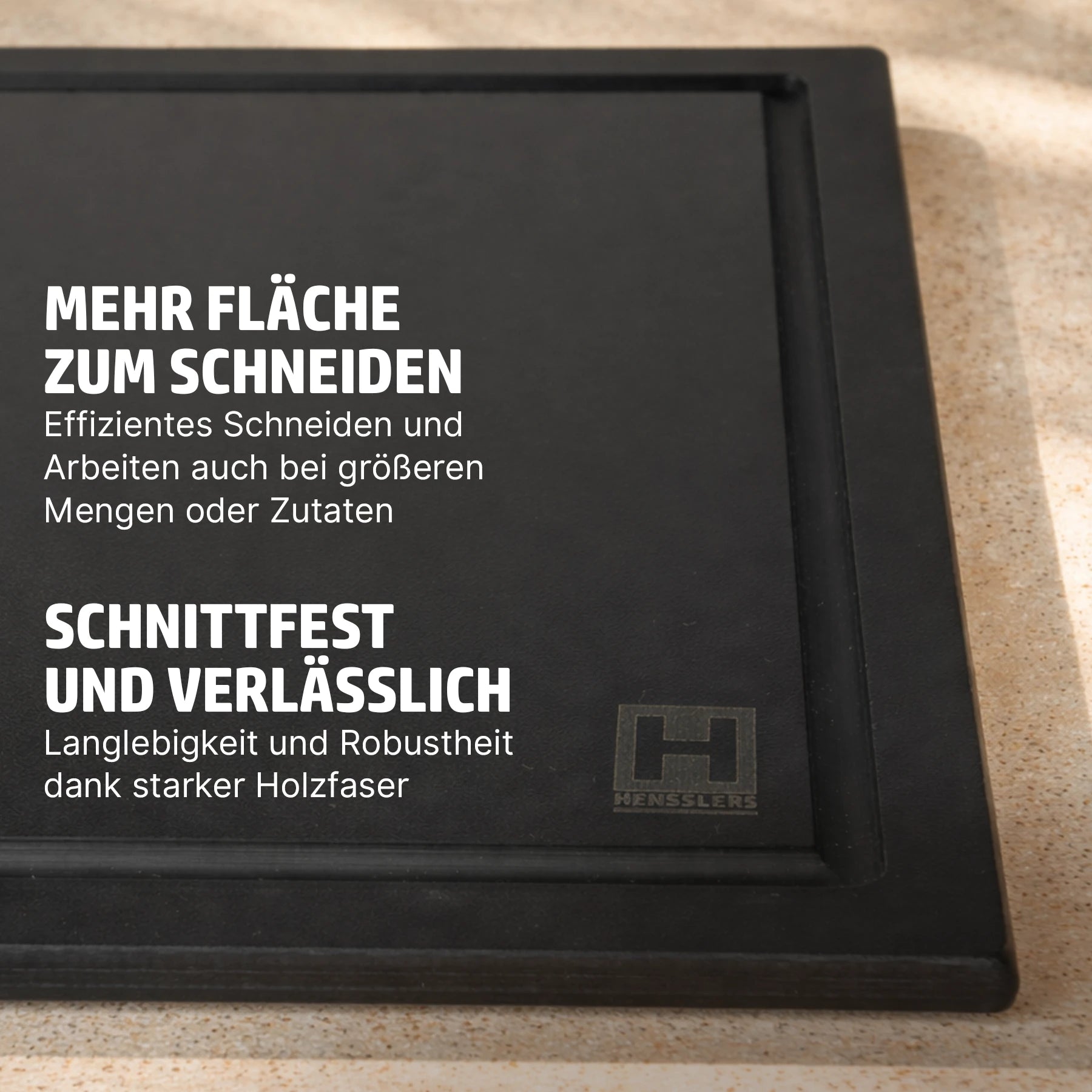 HENSSLERS Schneidebrett (48x30cm) Holzfaser Küchenzubehör HENSSLERS