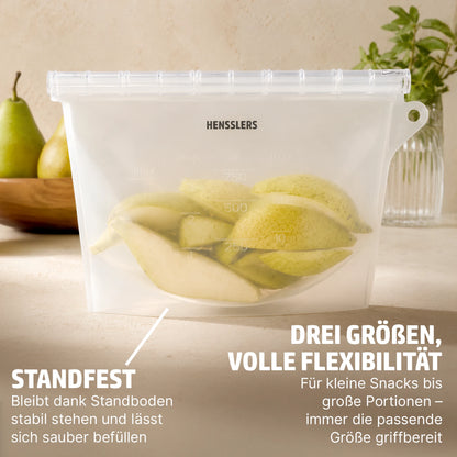 HENSSLERS Silikon Aufbewahrungsbeutel 3 Teilig Küchenzubehör HENSSLERS