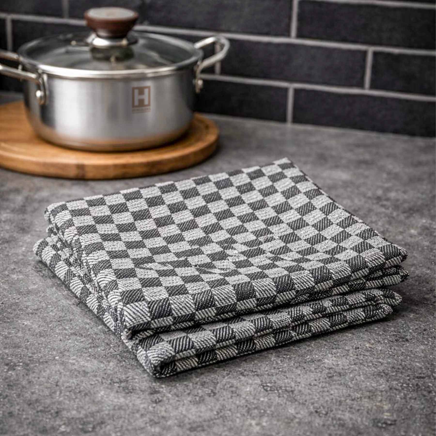 HENSSLERS Grubentuch Set 2er Grau Küchenzubehör HENSSLERS