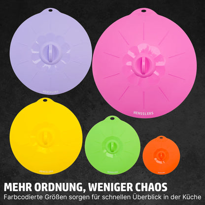 HENSSLERS 5er Silikondeckel Set Küchenzubehör HENSSLERS