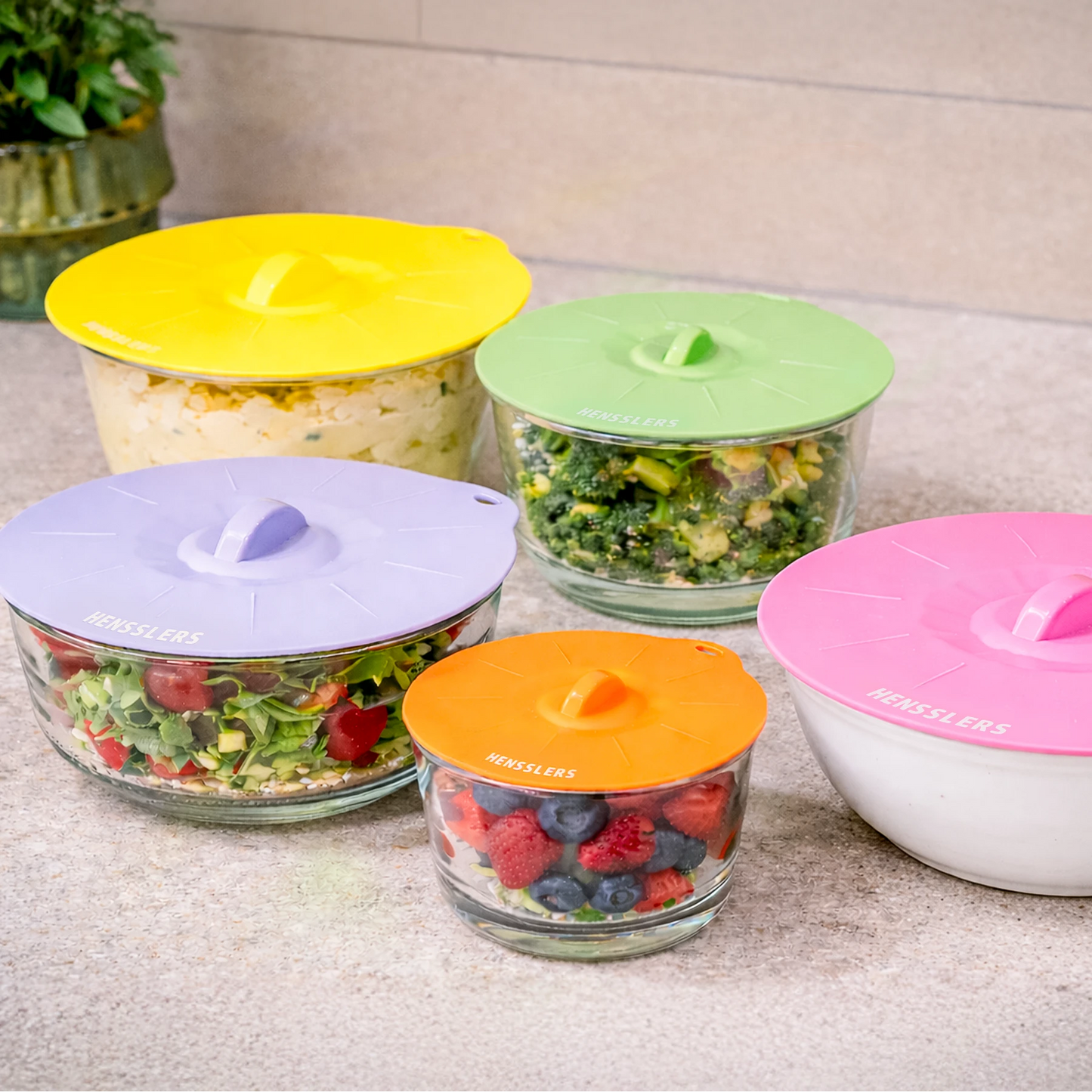 HENSSLERS 5er Silikondeckel Set Küchenzubehör HENSSLERS