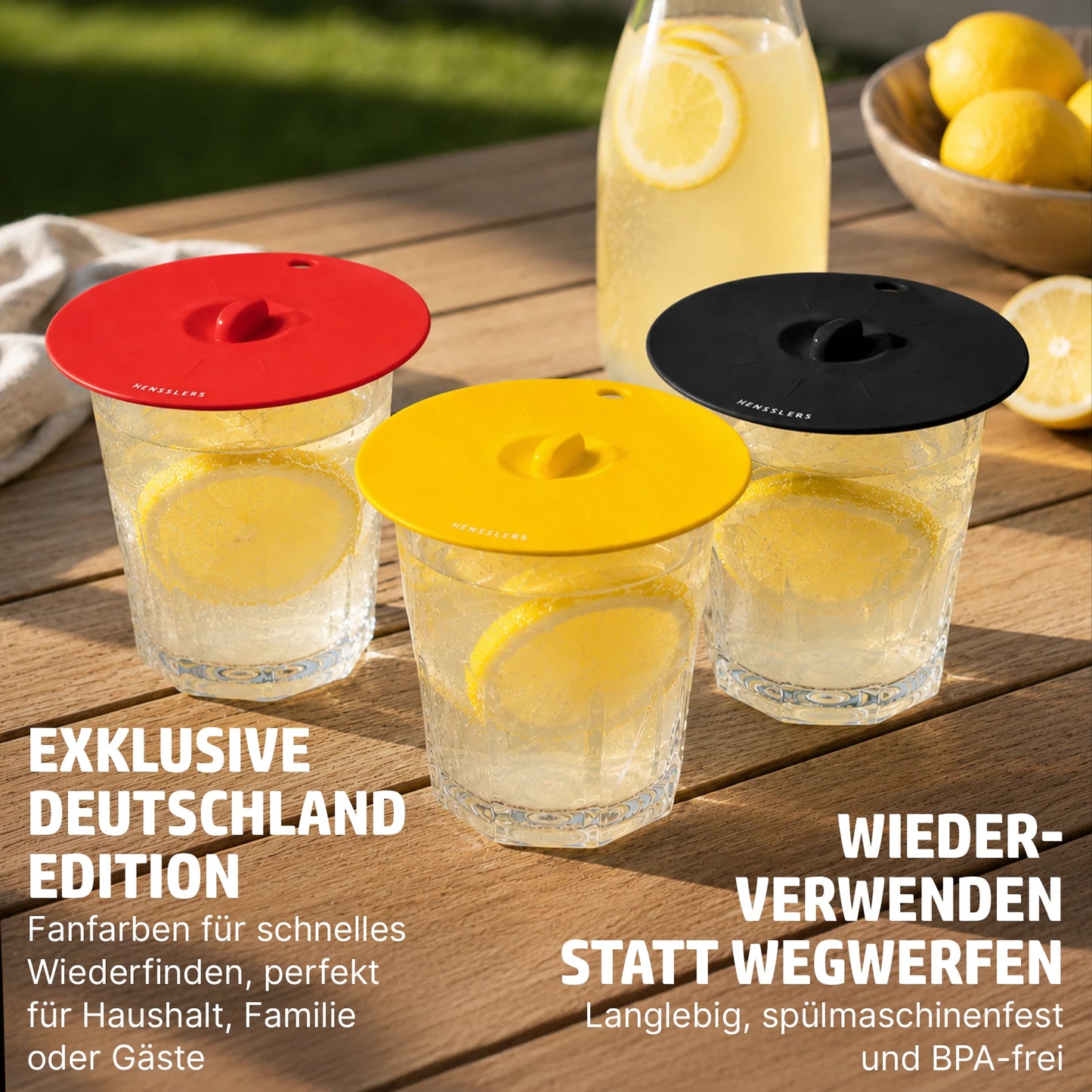 HENSSLERS 6er Silikondeckel Set Deutschland Edition