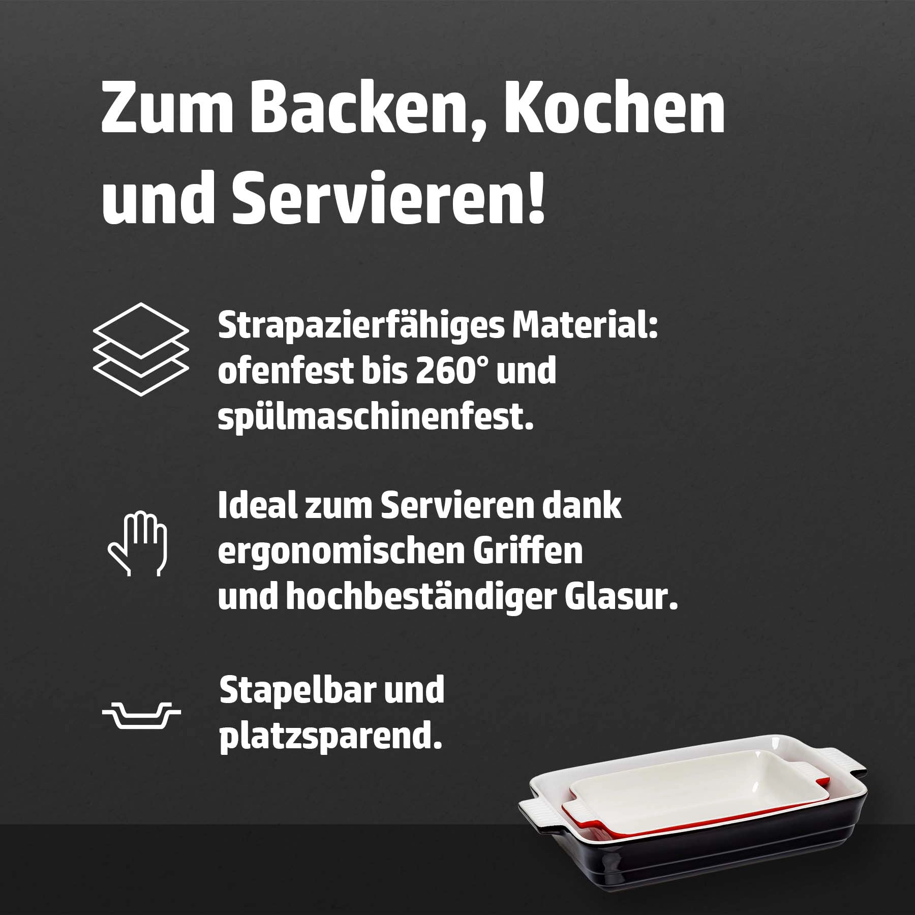 HENSSLERS Auflaufformen Set Küchenzubehör Hensslers
