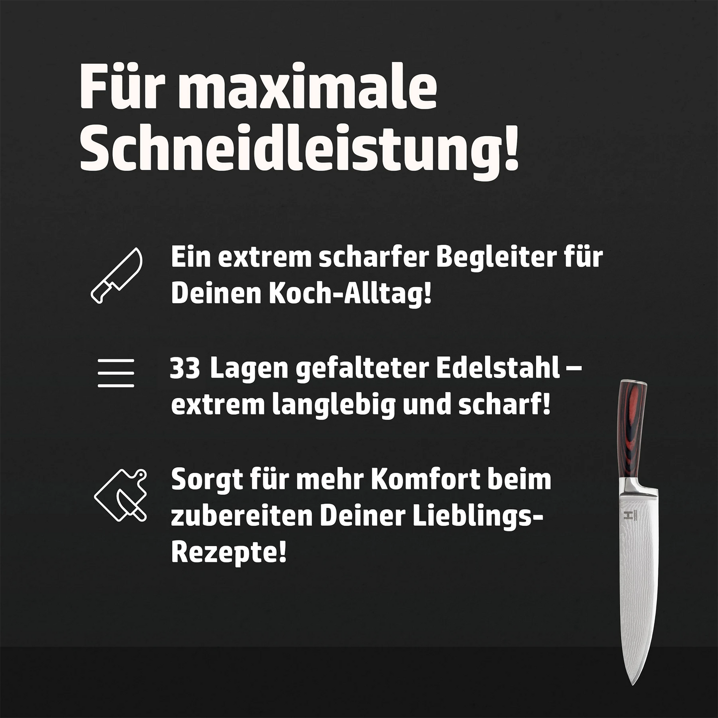 HENSSLERS Damast Kochmesser Messer Hensslers