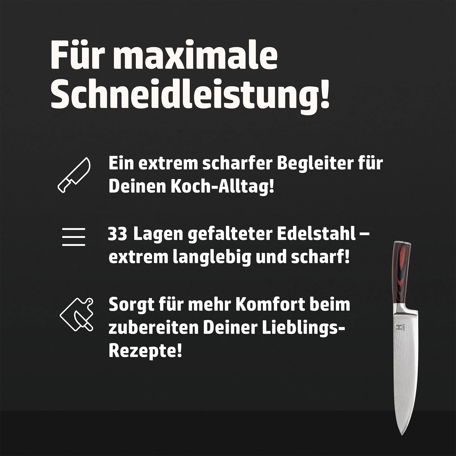 HENSSLERS Damast Kochmesser Messer Hensslers