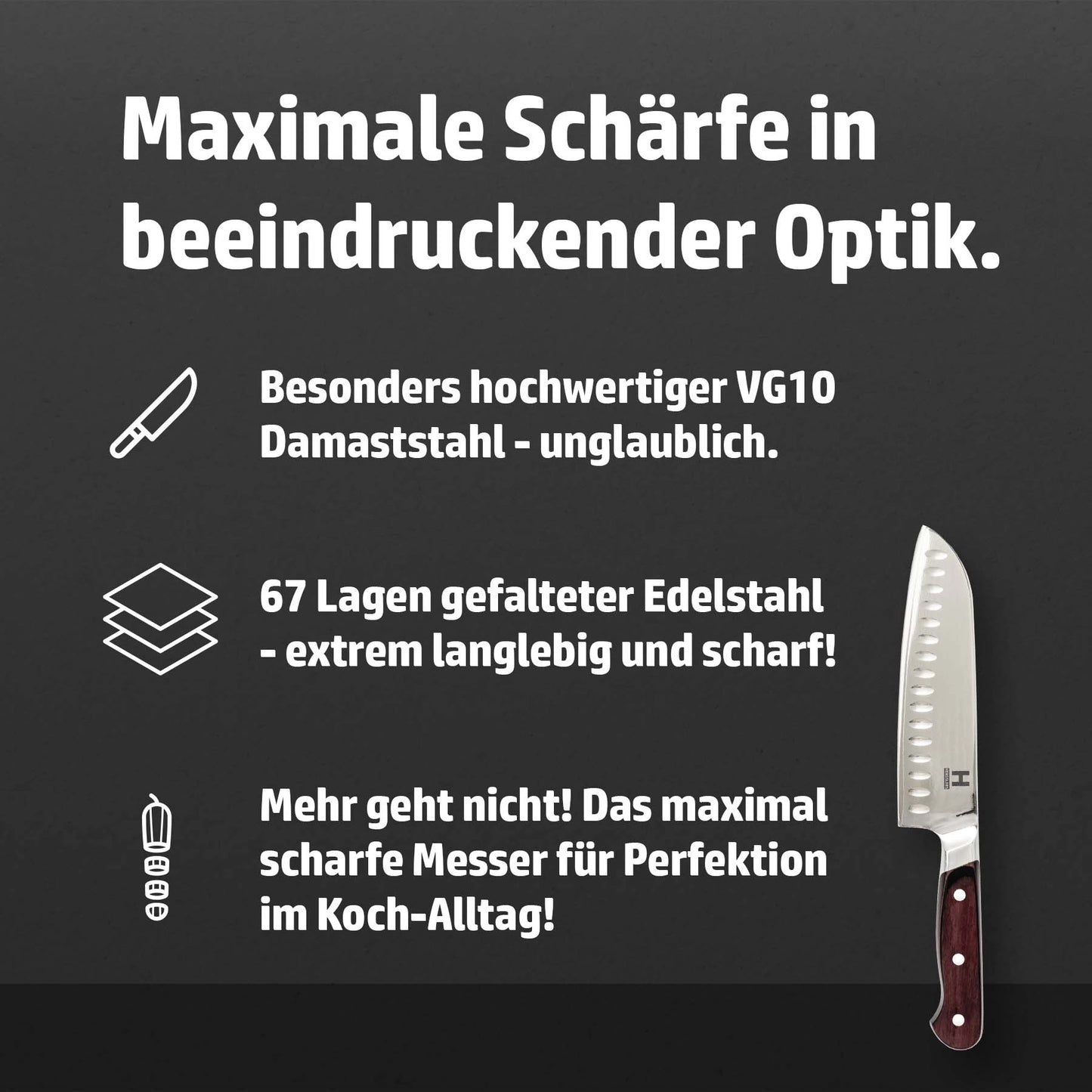 HENSSLERS Damast Santoku Messer Messer Hensslers