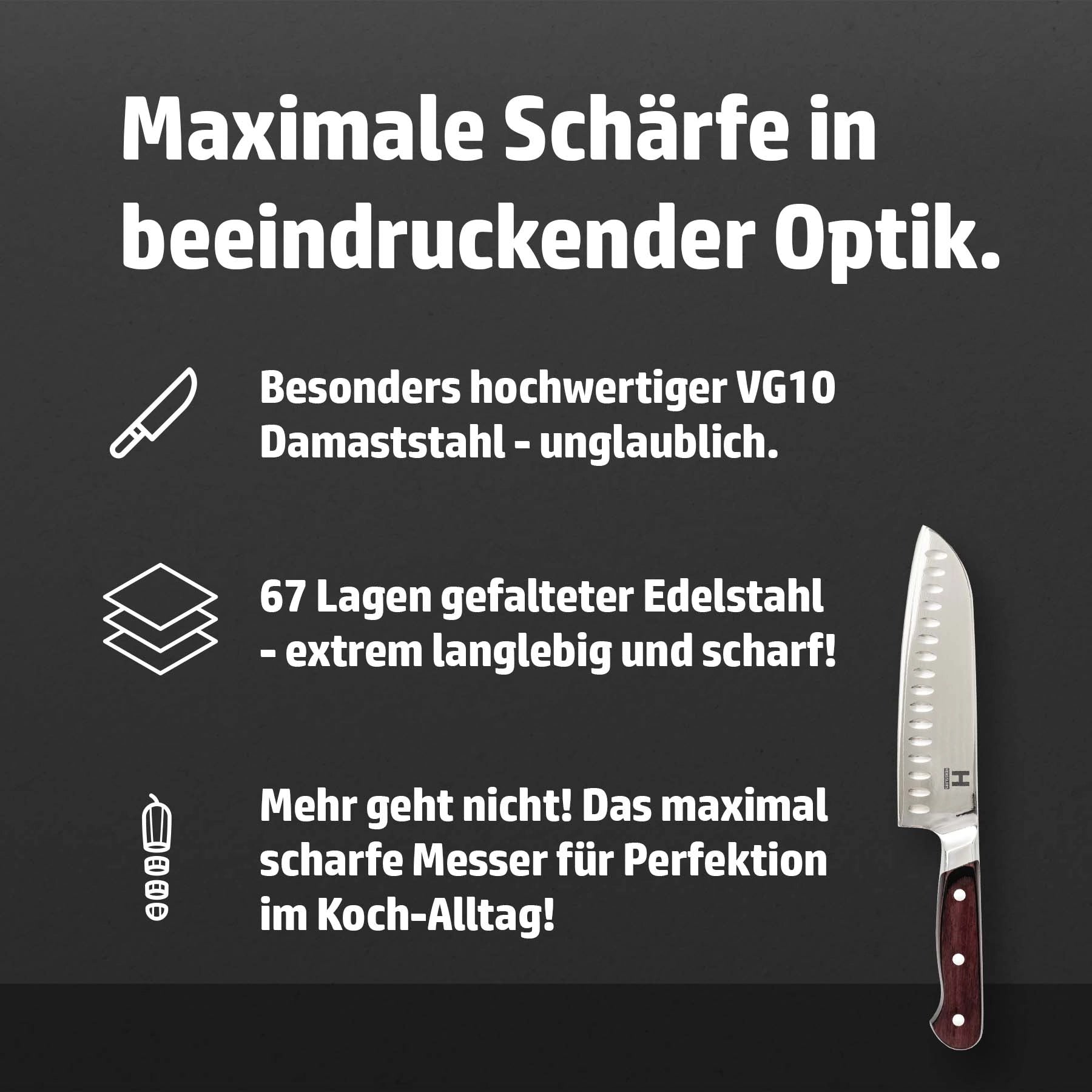 Hensslers Damast Santoku Messer online kaufen