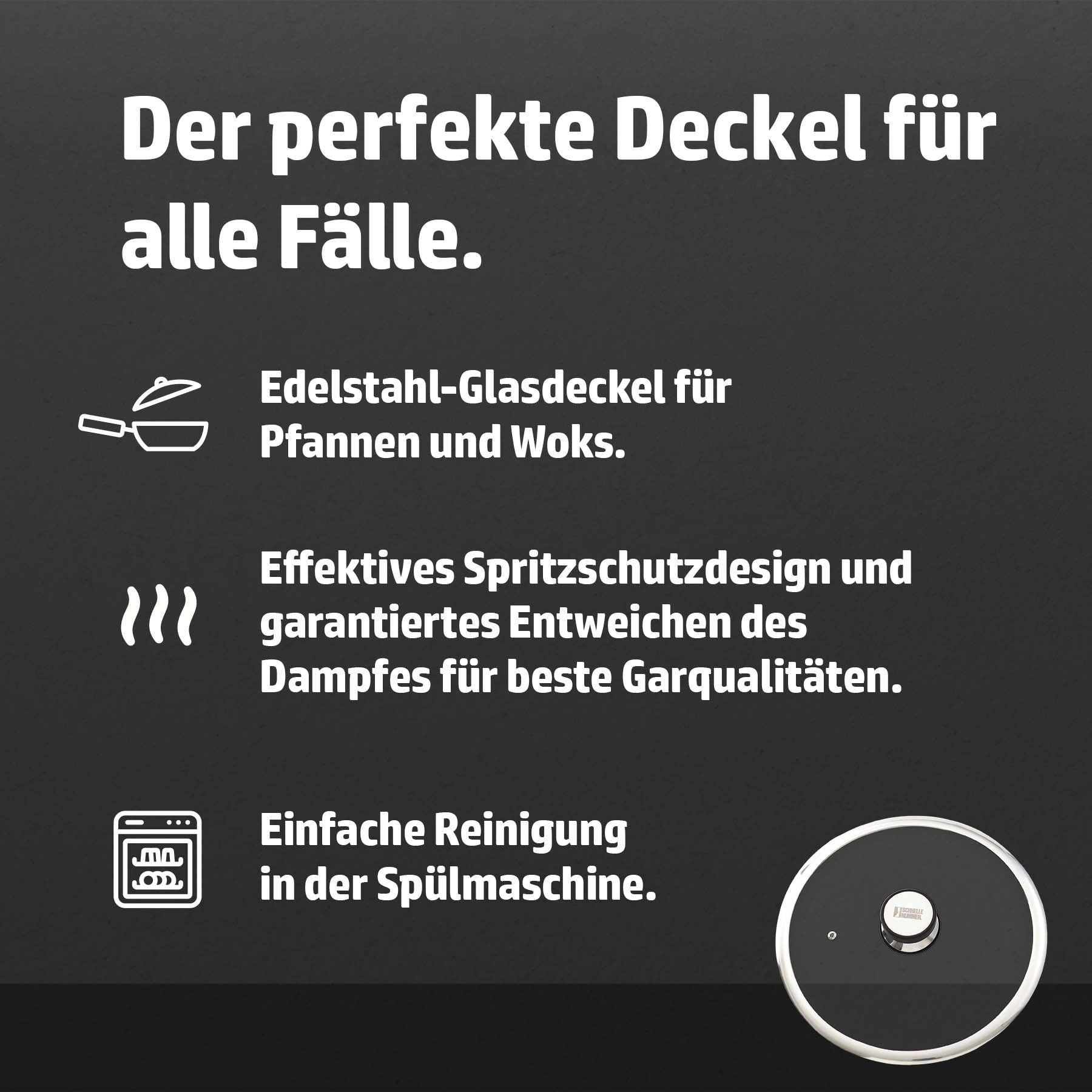 HENSSLERS Wok- und Pfannendeckel 30cm Pfannen Hensslers